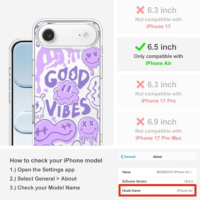 MOSNOVO for iPhone Air Case | Military Grade 6.6ft Drop Tested | Camera Control - Image 2