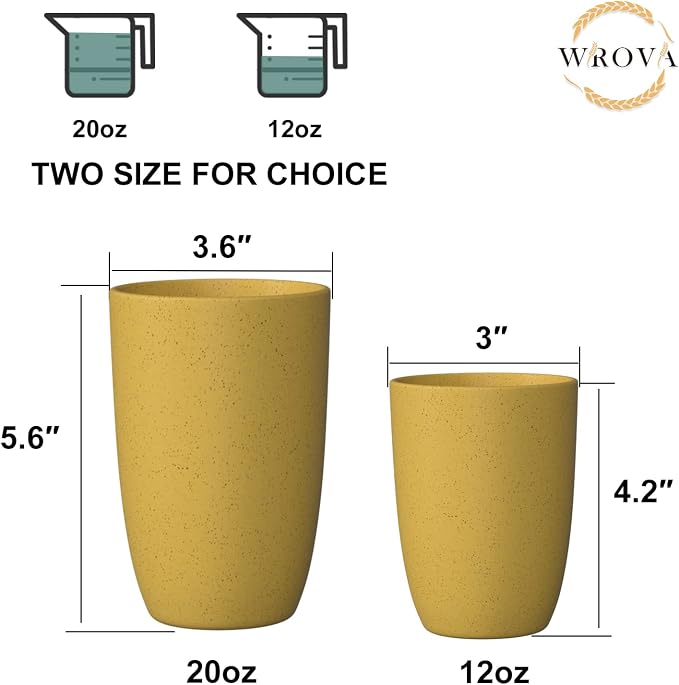 Wheat Straw Cups 6 PCS Good Alternative to Plastic Reusable Cups 20 oz - Image 3