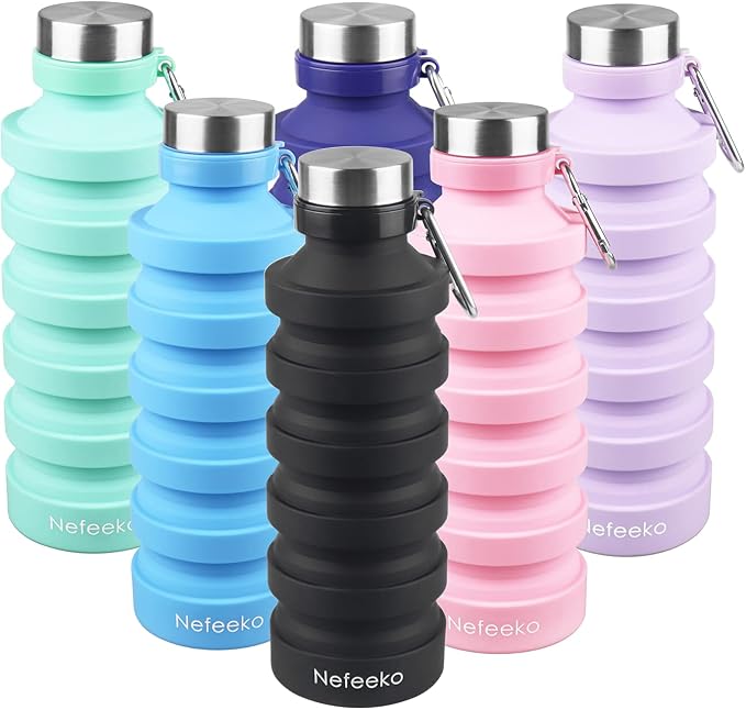 Nefeeko Collapsible Water Bottle, Reuseable BPA Free Silicone Foldable Water - Image 7