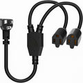 Elecan 3-Prong Y Splitter Power Extension Cord 1 FT, 90-Degree Angled Flat Plug by Elecan