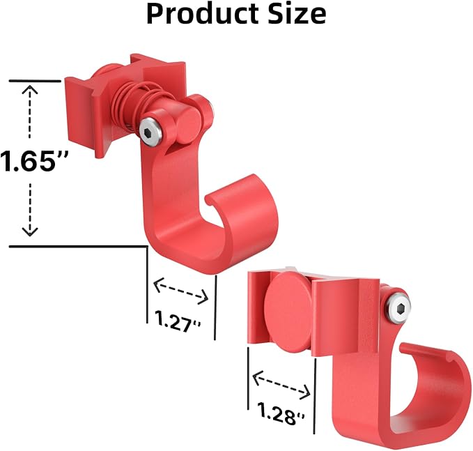 4 Pack L Track Hooks with Single Stud Fitting, Spring-Loaded Adjustable Gear - Image 6