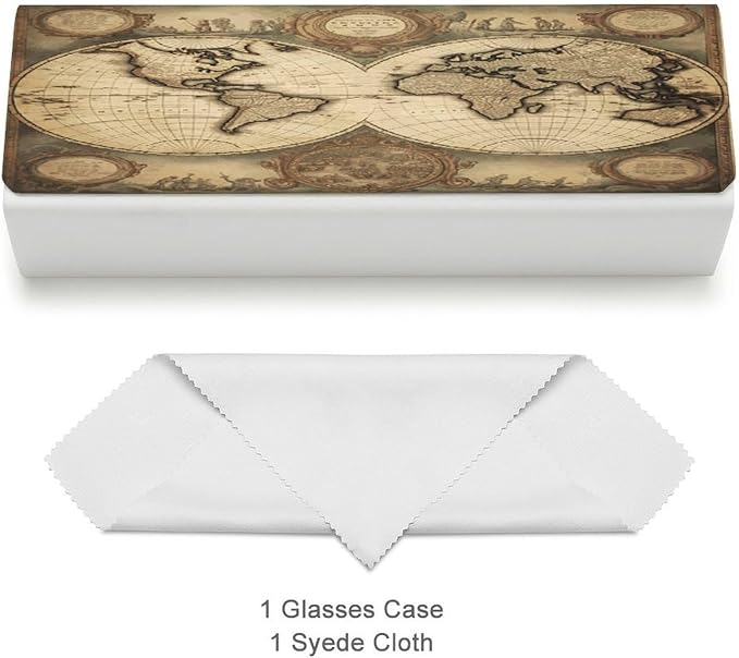 World Map Eyeglass Case Spectacle Case Slim PU Leather Eyeglass Case - Image 3
