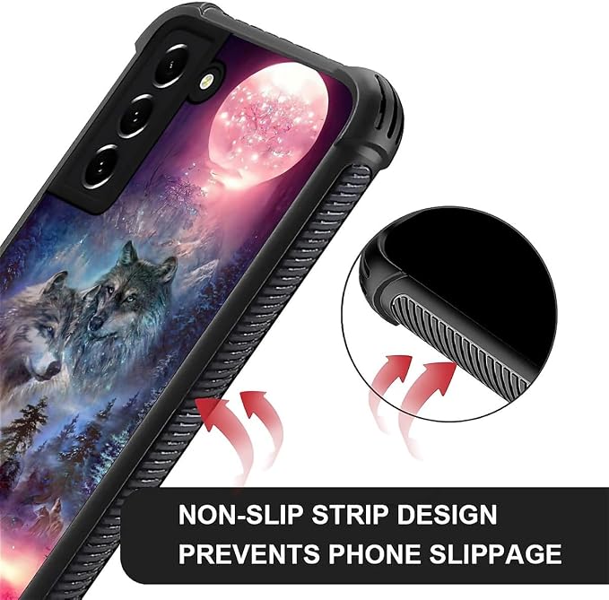 for Samsung Galaxy S21 FE Case, Star Two Wolfs Howling Pattern Graphic Design - Image 6