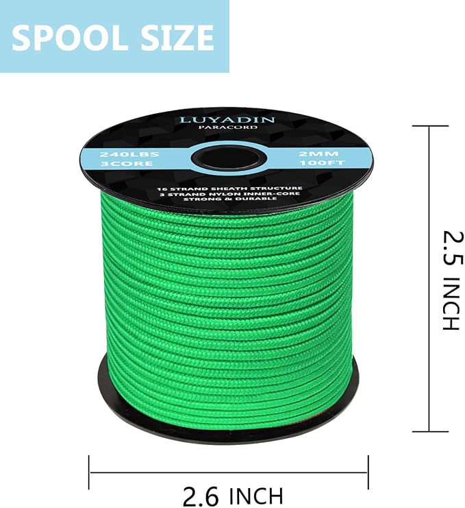 Paracord 240lb - Diameter 2mm Micro Utility Cord -3 Strand Parachute Spool Cord - Image 2