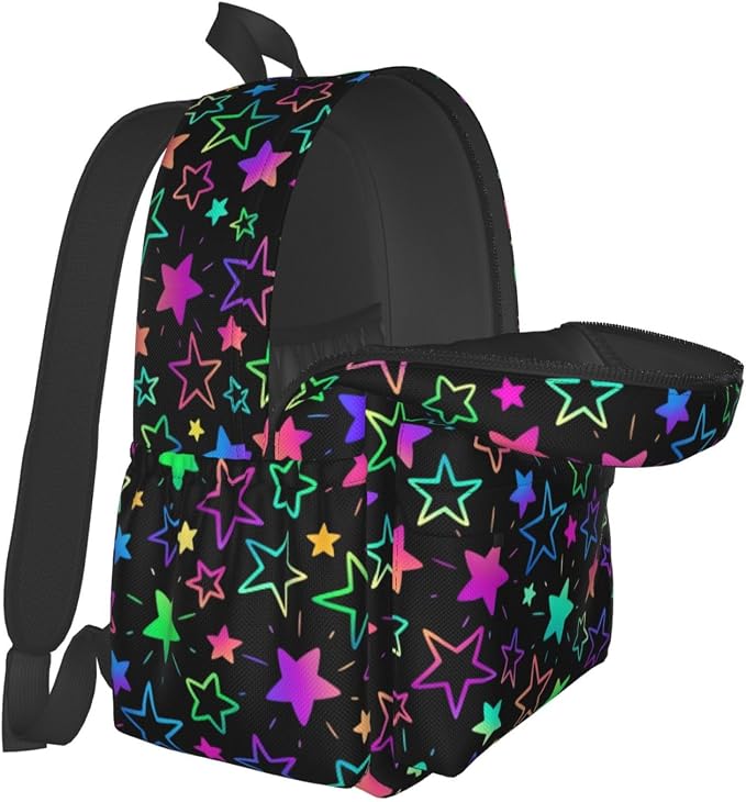 cfpolar 17 Inch Backpack Bright Neon Stars Laptop Bag Shoulder Bag School - Image 8