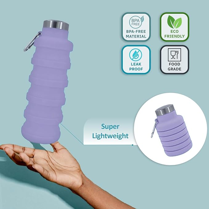 Collapsible Water Bottles 17oz, Odorless BPA-Free Silicone, Leak-Proof Foldable - Image 4