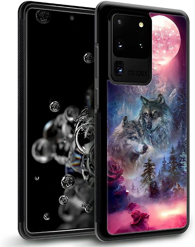 for Samsung Galaxy S20 Ultra Case, Star Two Wolfs Howling Pattern Graphic - Image 2