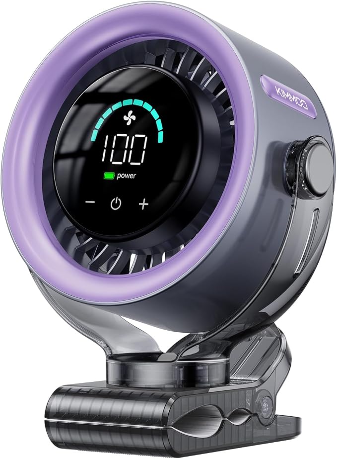 KIMMOO 4000mAh Rechargeable Portable Clip on Fan-100-Speed Touch Control by KIMMOO