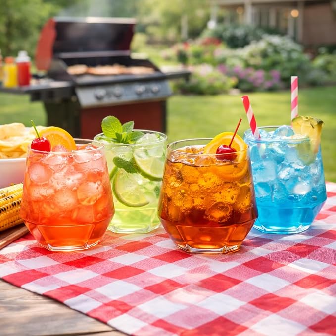 Oojami 48 Pack Diamond Clear Unbreakable Stemless Plastic Glasses 24 9oz - Image 4