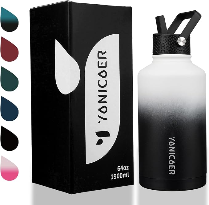 Insulated Water Bottle 64oz, Triple Wall Vacuum Stainless Steel, Leak Proof & - Image 7
