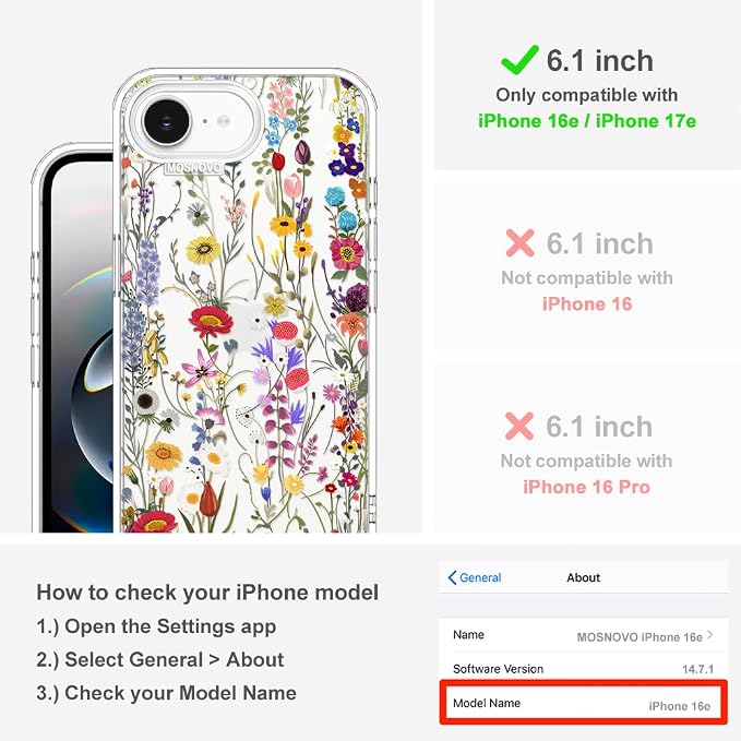 MOSNOVO for iPhone 17e Case/iPhone 16e Case, Shockproof Military-Grade - Image 2