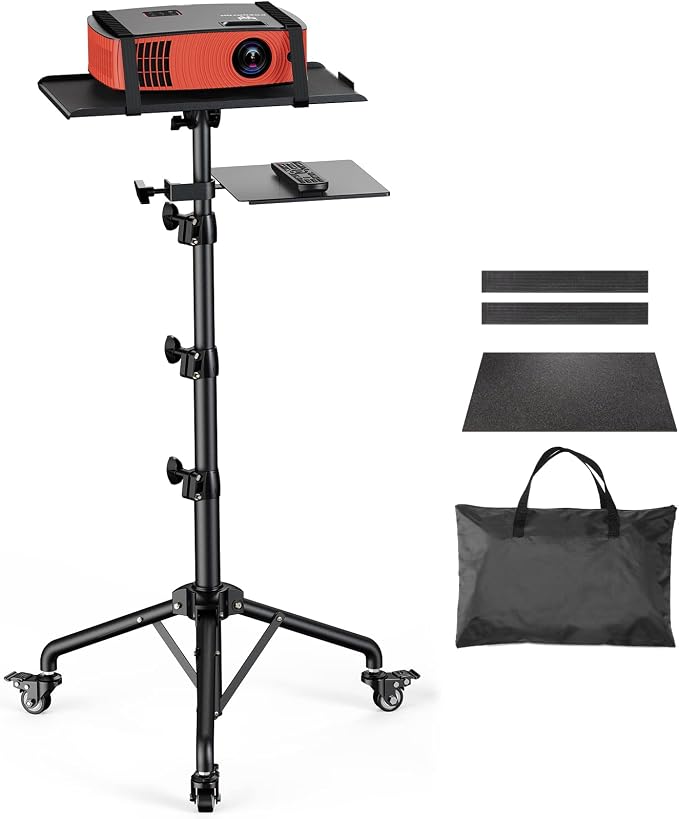 Amada Projector Stand with Wheels, Height Adjustable Rolling Stand with Mouse - Image 8