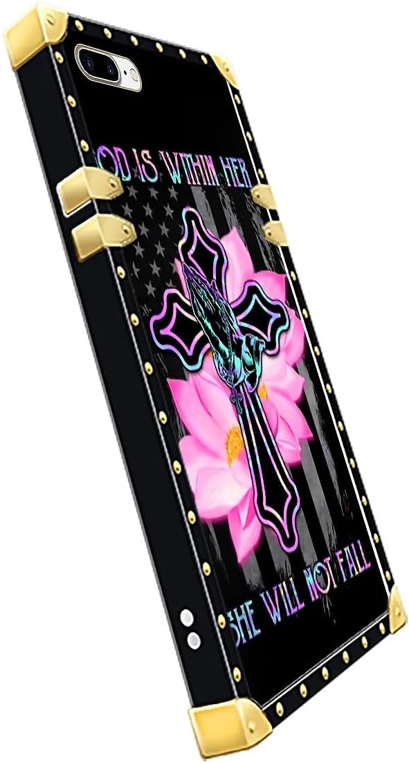 Compatible with iPhone 8 Plus 7 Plus Case, Praying Cross Hands Luxury Golden - Image 4