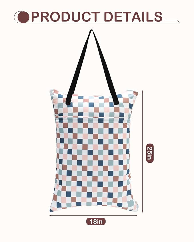 ALVABABY 2 Pack Large Wet Dry Bag Waterproof Hanging Cloth Diaper - Image 3
