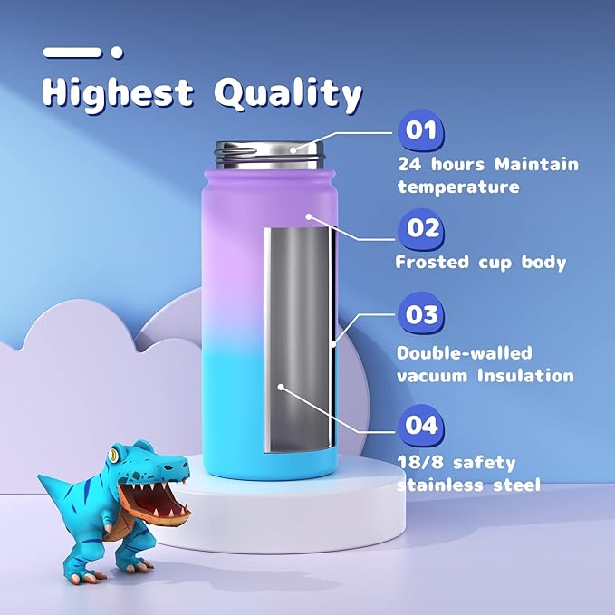 Kids Water Bottle, 16oz Water Bottles - Image 5