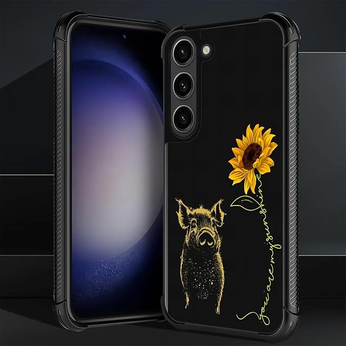 for Samsung Galaxy S23 Case, Pig Sunflower Yellow Sunshine Pattern Graphic - Image 2