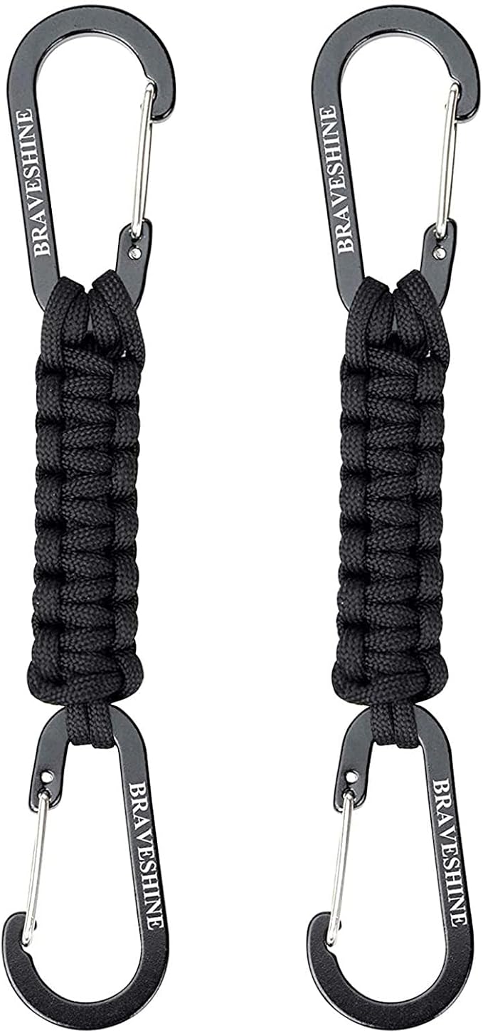 BRAVESHINE Paracord Keychain Carabiner Clip, D Ring Lanyard Hanger Stroller Hook by BRAVESHINE