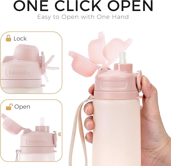 TakeToday Collapsible Water Bottles 21oz, Foldable Platinum Silicone Travel - Image 6
