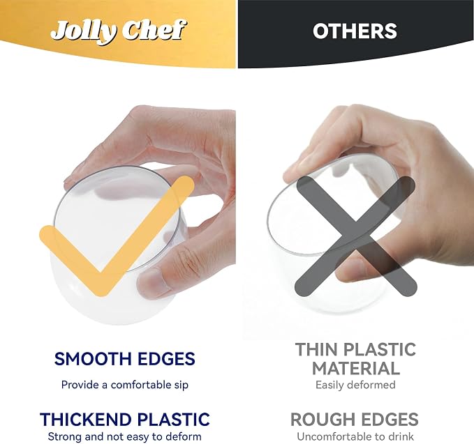 JOLLY CHEF 24 Pack 16oz Plastic Wine Glasses Stemless, Disposable Wine Cups - Image 3