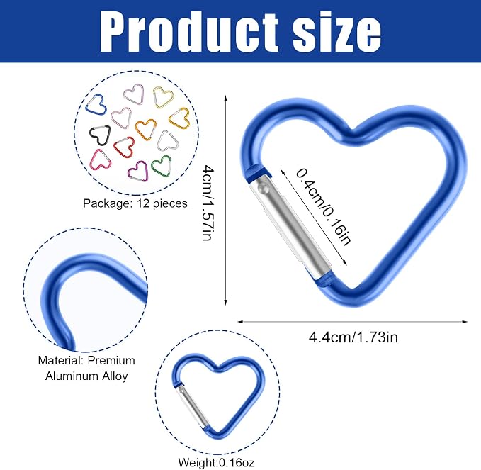 Ouligay 10pcs Cute Heart Shaped Carabiner Star Carabiner Heart Shaped Backpack - Image 4