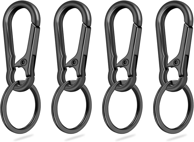 4Pack Small Keychain Rings, Metal Key Carabiner Clip, Mini EDC Key Ring Chain by CooBigo