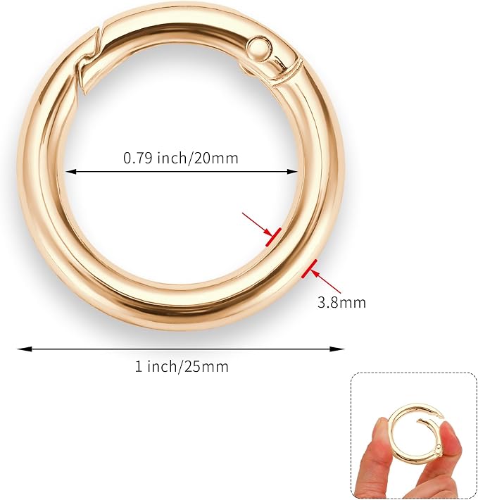 Gkeygo Key Ring Clip, 4/5 Inch Keychain Rings, 8 Pack Round Carabiner Clip - Image 3