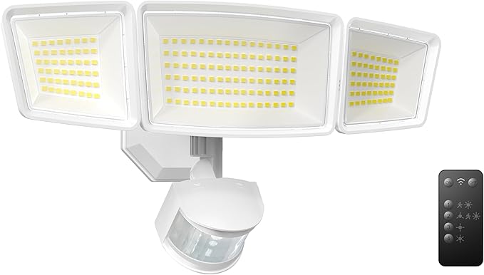 TECKNET 7500LM Motion Sensor Outdoor Lights, 150-LED 3-Head Security Light by Tecknet