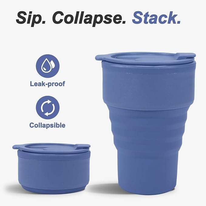 Collapsible Silicone Camping Cups 13oz - Image 2