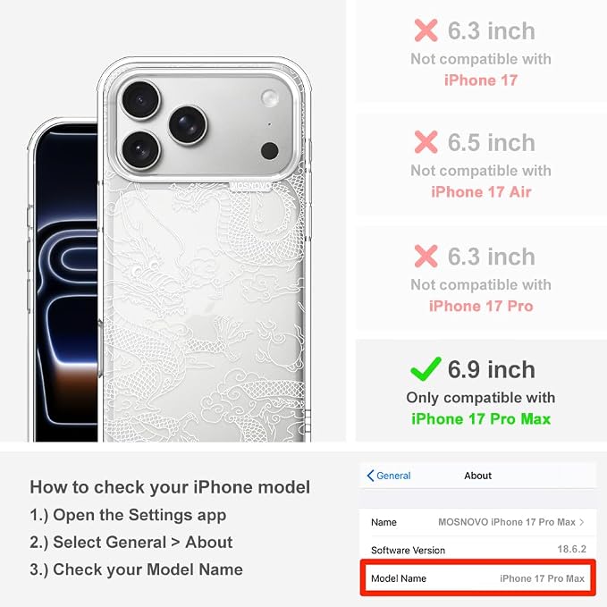 MOSNOVO for iPhone 17 Pro Max Case | Military Grade 6.6ft Drop Tested | Camera - Image 2