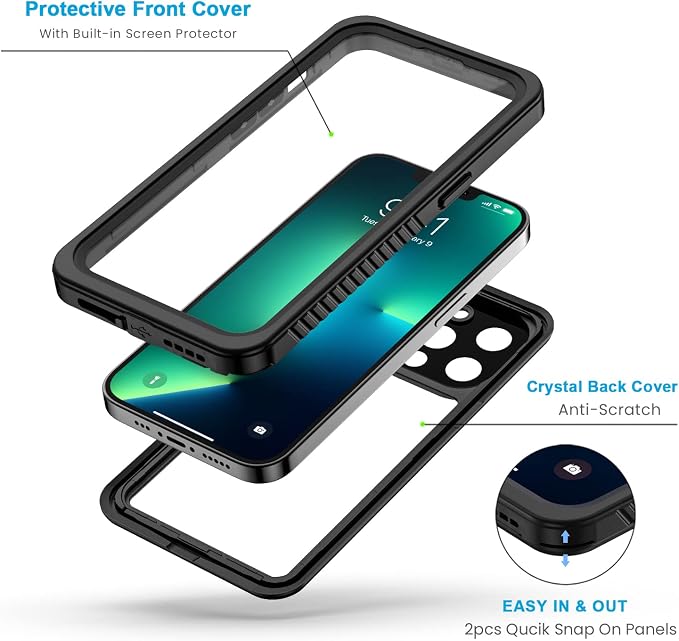 Lanhiem for iPhone 13 Pro Case, IP68 Waterproof Dustproof Shockproof Cases - Image 4