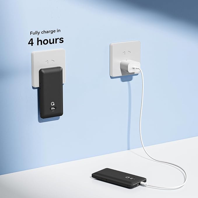 10000mAh Portable Charger with Built-in Cables and AC Wall Plug, USB C Fast - Image 3