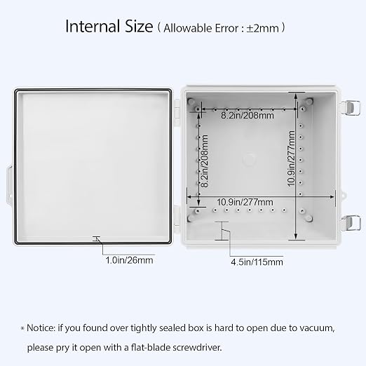LeMotech Electrical Box, IP67 Waterproof Hinged Cover Stainless Steel Latch - Image 5