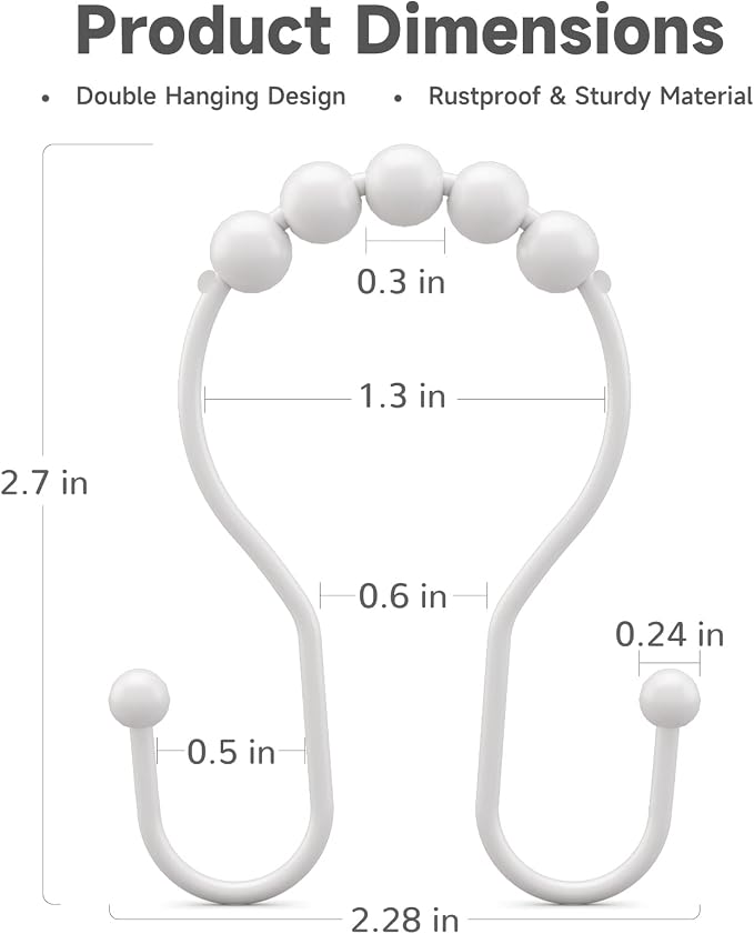Bathway White Shower Curtain Hooks and Rings - Image 6