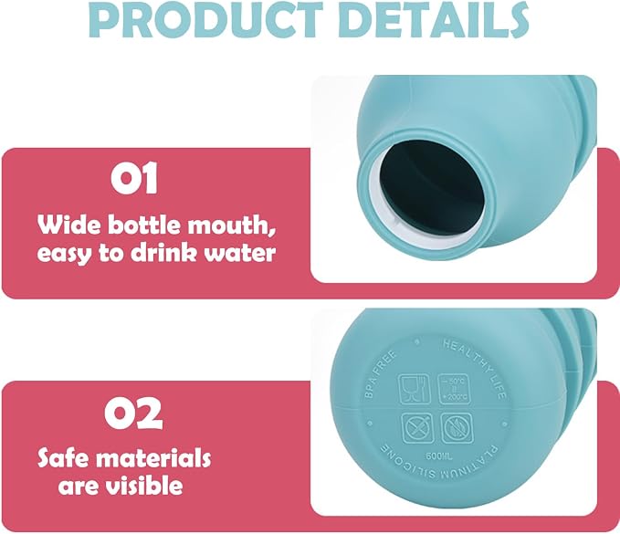 Collapsible Silicone Water Bottle – Foldable Travel Water Bottle Leakproof - Image 2
