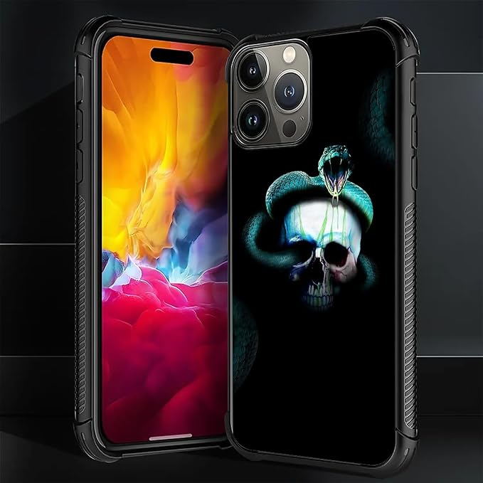 for iPhone 16 Pro Max Case, Skeleton Winding Snake Pattern Graphic Design Girl - Image 7