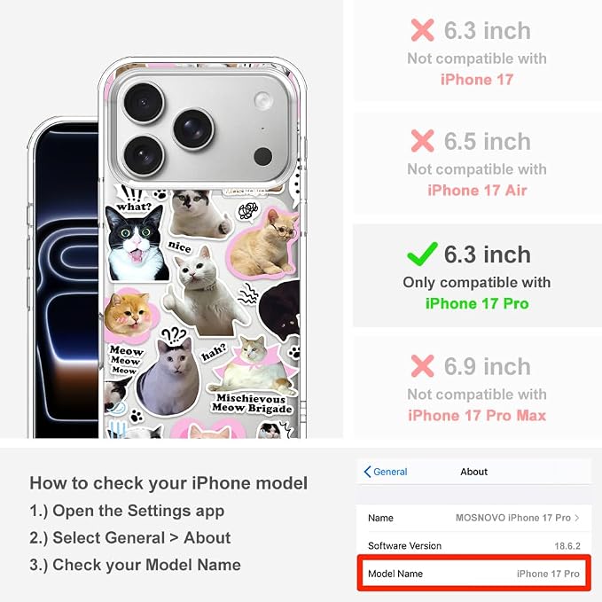 MOSNOVO for iPhone 17 Pro Case | Military Grade 6.6ft Drop Tested | Camera - Image 2