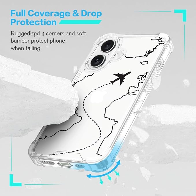 FANXI Minimalist Airplane Travel Map Phone Case Compatible - Image 2