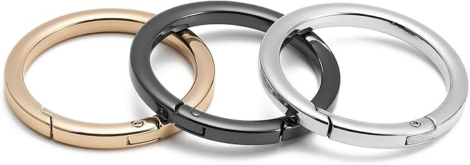DEVPSISR 4pcs Flat Trigger Spring O Rings, Metal Keychain Ring Round Carabiner - Image 4