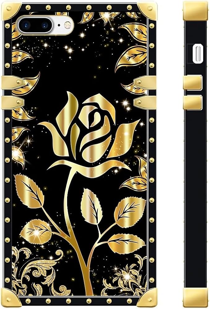 Compatible with iPhone 8 7 SE Case, Shine Gold Rose Luxury Golden Decoration - Image 3