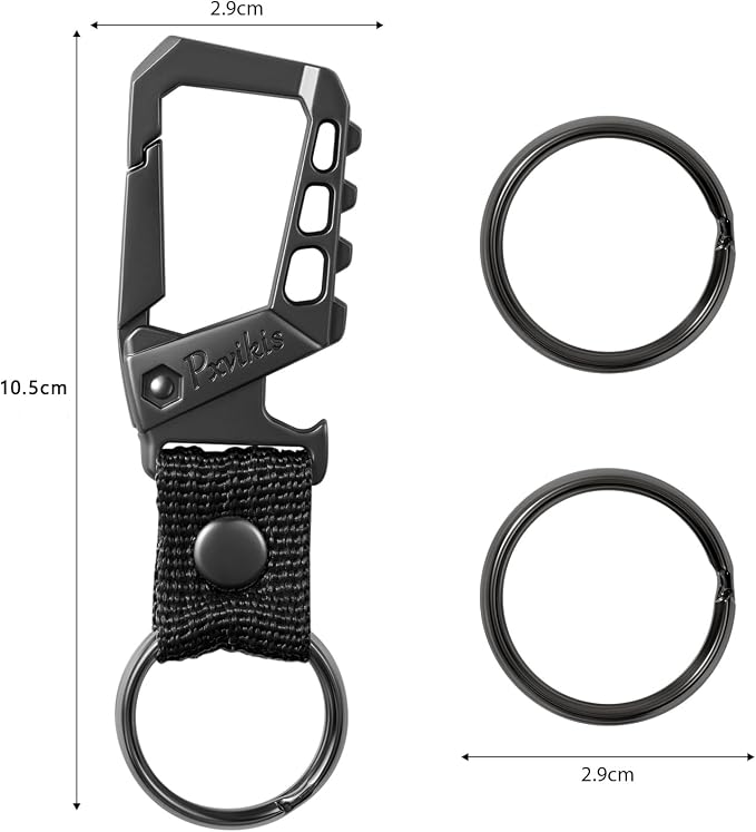 Metal heavy duty key chain carabiner clip bottle opener wrist lanyard ring car - Image 2