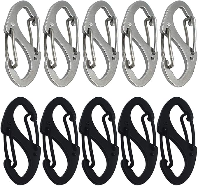 Small Carabiner Clips 1.6 inch Metal Double Sided Spring Gate Snap Hooks by Bytiyar