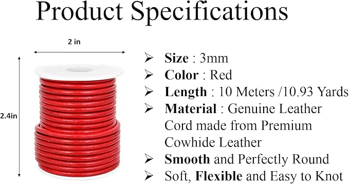 GENIQUE Real/Genuine Round Leather String Cord - Image 3