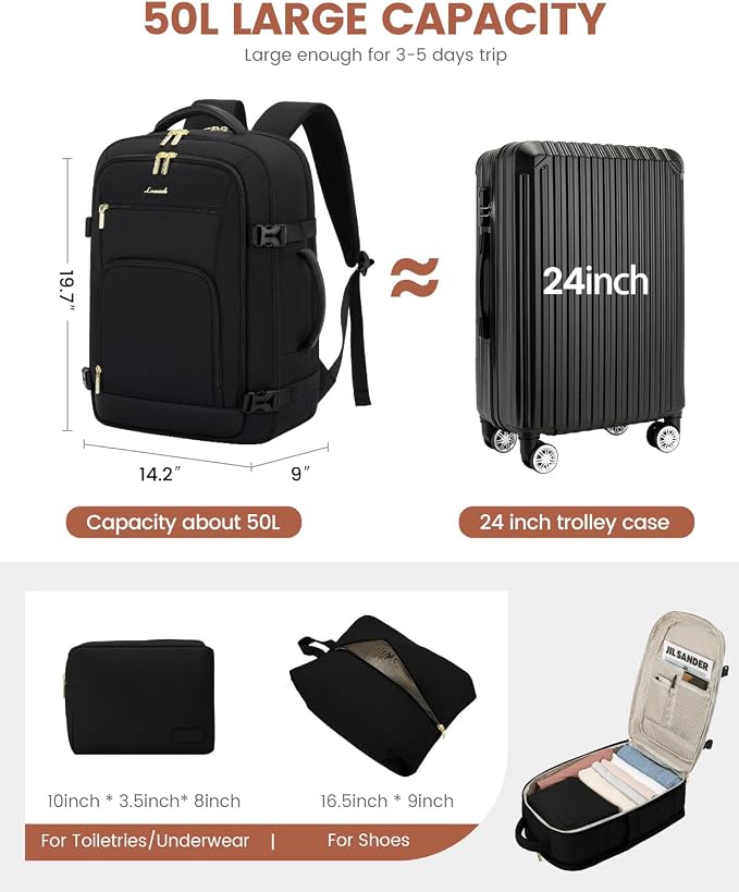 LOVEVOOK Carry On Travel Backpack - Image 3