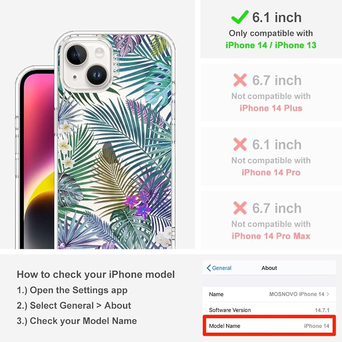 MOSNOVO for iPhone 13/14 Case | Military Grade 6.6ft Drop Tested | Clear - Image 2