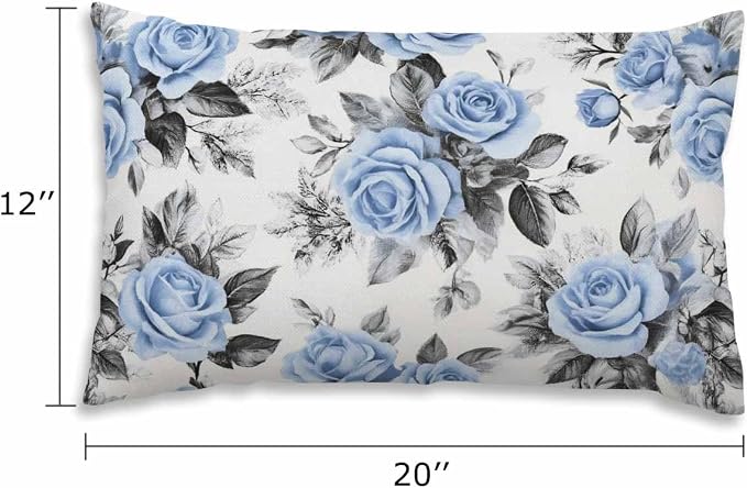 EKOBLA Farmhouse Throw Pillow Covers Blue Flowers Leaves Watercolor Floral - Image 2