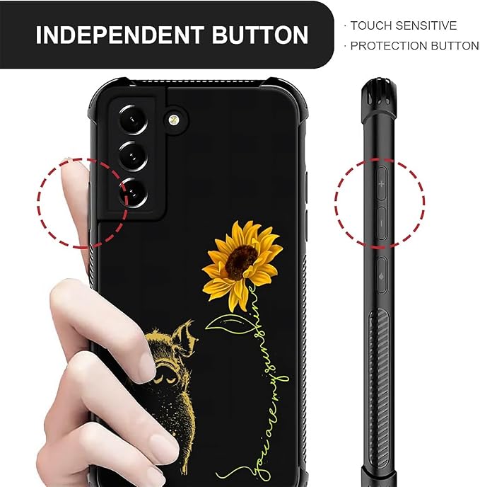 for Samsung Galaxy S21 FE Case, Pig Sunflower Yellow Sunshine Pattern Graphic - Image 4