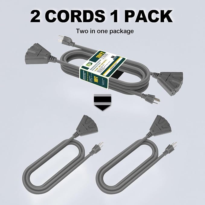 EP 2 Pack 10 Ft Outdoor Extension Cord - Image 3