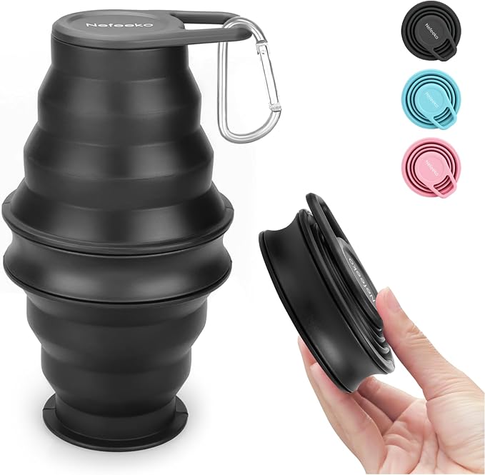 Nefeeko Collapsible Water Bottle, 17oz Reuseable BPA Free Silicone Foldable by Nefeeko