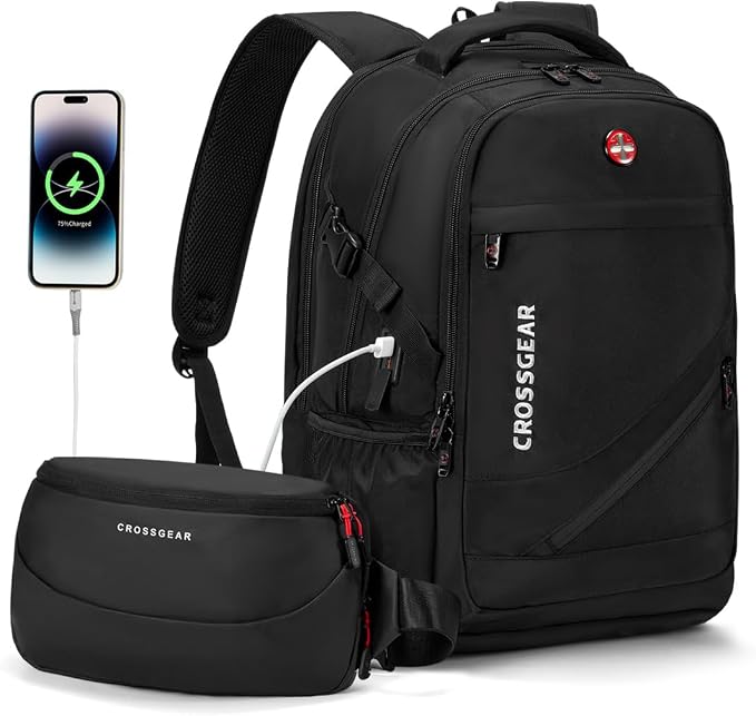 CROSSGEAR Travel Laptop Backpack + Crossbody Sling Bag Set, Fits 14-17.3" by CROSSGEAR