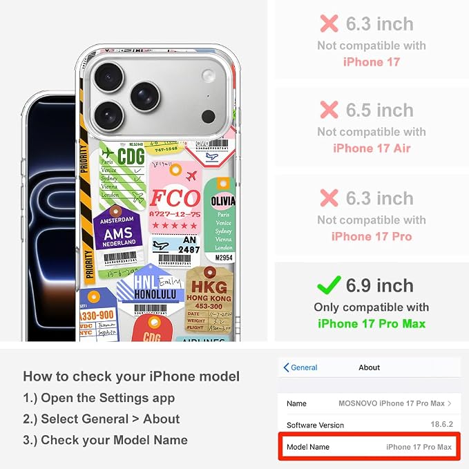MOSNOVO for iPhone 17 Pro Max Case | Military Grade 6.6ft Drop Tested | Camera - Image 2
